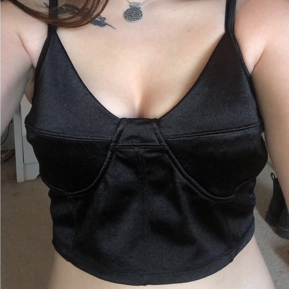 black silk garage tank top
